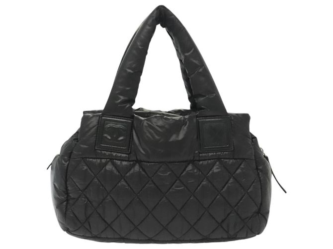 CHANEL Borsa a Mano Cococoon Nylon Nero Argento CC Auth BA5555 - vista 2