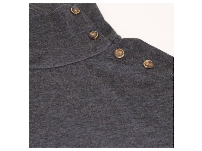 Dunkelgrauer Cashmere-Strickpullover und -Hose mit Knopf-Schultern von Brunello Cucinelli Anthrazitgrau - Ansicht 4