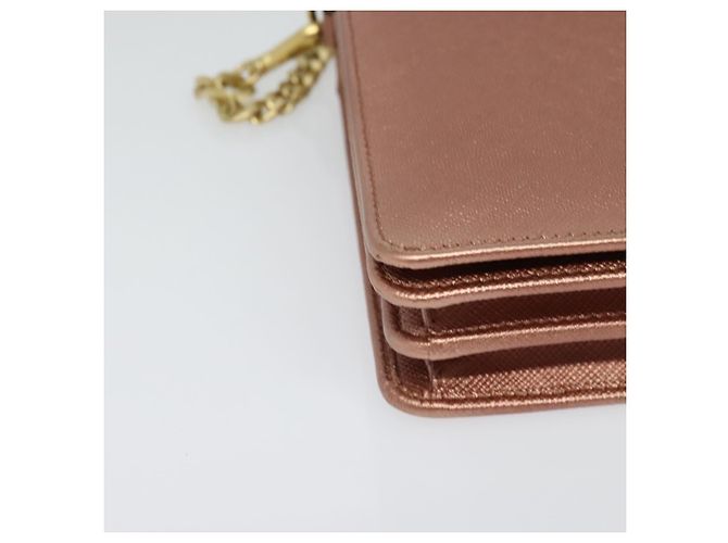 PRADA Bolsa de Ombro com Corrente em Couro Rosa Dourado Auth 127990 - vista 15
