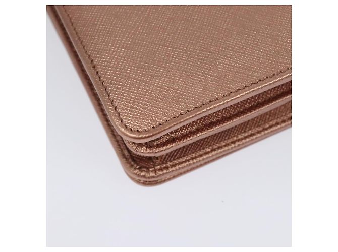 PRADA Bolsa de Ombro com Corrente em Couro Rosa Dourado Auth 127990 - vista 17