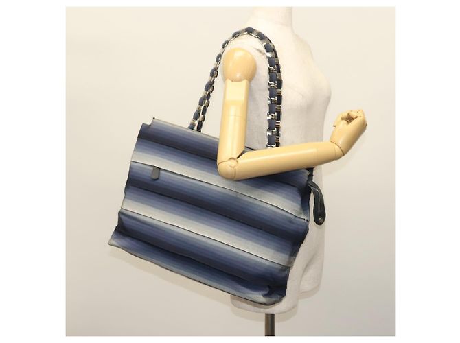 Borsa Tote Vala Vala in Tela Blu Argento Salvatore Ferragamo Auth bs28721 - vista 21
