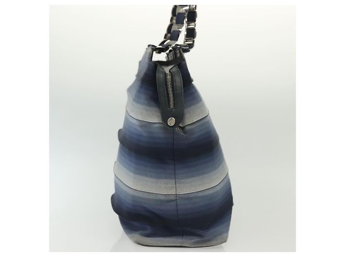 Borsa Tote Vala Vala in Tela Blu Argento Salvatore Ferragamo Auth bs28721 - vista 4