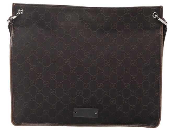 Borsa a Spalla GG Canvas GUCCI Marrone Scuro 90656 Auth ep10594 - vista 13