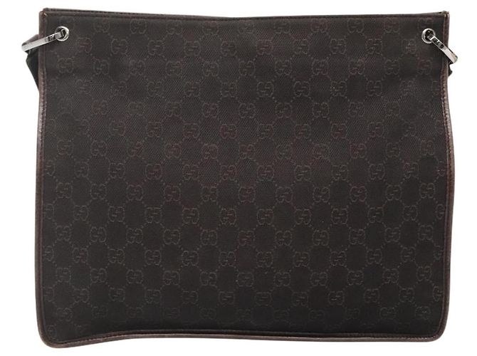 Borsa a Spalla GG Canvas GUCCI Marrone Scuro 90656 Auth ep10594 - vista 2