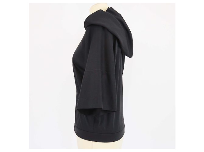 Hermès Moletom com Capuz de Algodão Preto com Zíper e Mangas Curtas da Hermes - vista 2