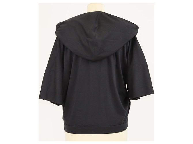 Hermès Moletom com Capuz de Algodão Preto com Zíper e Mangas Curtas da Hermes - vista 3