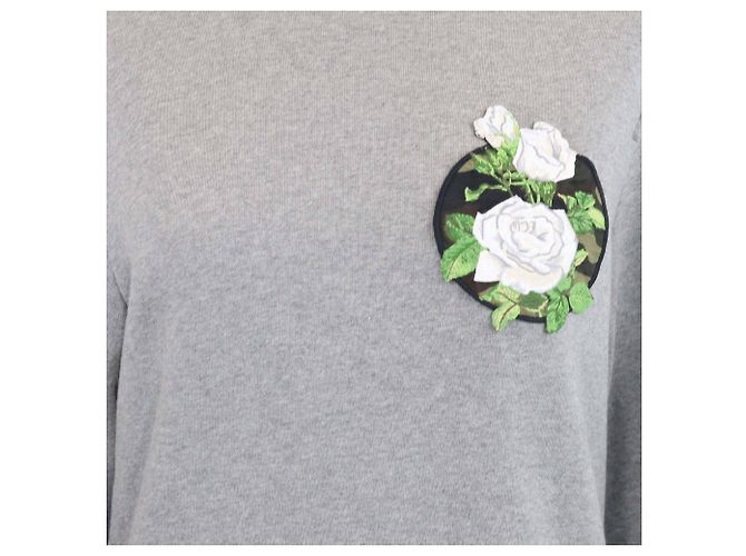 Christian Dior Baumwoll-Sweatshirt mit grauem Rosen-Patch von Dior Homme - Ansicht 4