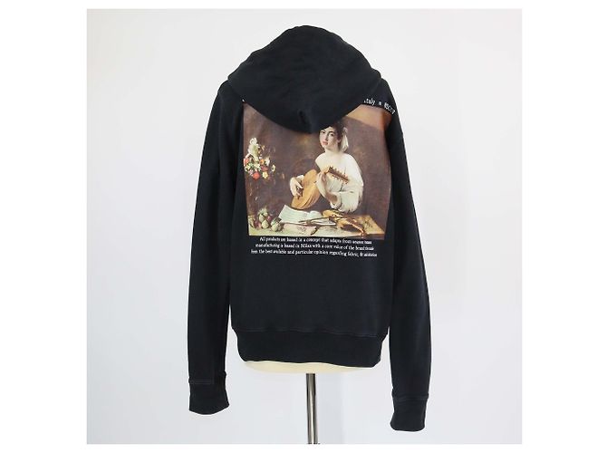 Off White Giacca con cappuccio zip Off-White Caravaggio Lute nera Nero - vista 3