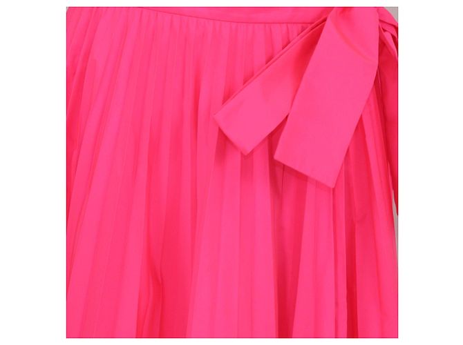 Falda midi plisada de poliéster rosa neón con cintura atada Valentino - vista 4