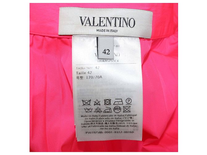 Falda midi plisada de poliéster rosa neón con cintura atada Valentino - vista 5