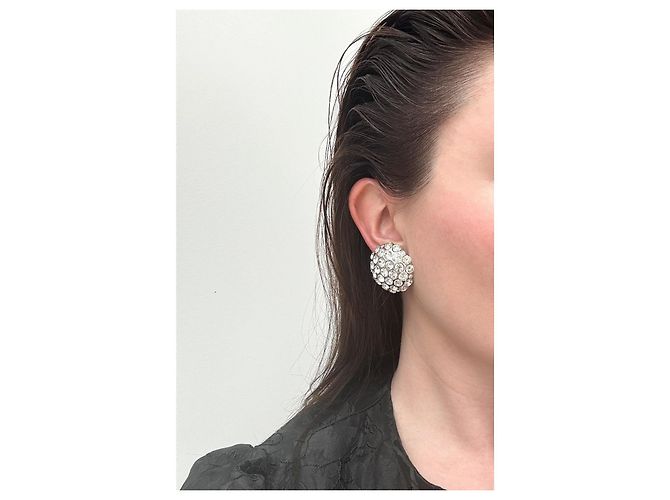 Orecchini a clip Christian Dior Argento e Strass - vista 2