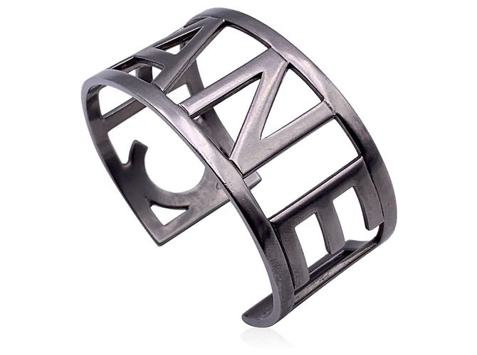 Timeless Chanel Bracciale rigido in metallo argento con logo lettera C - vista 4