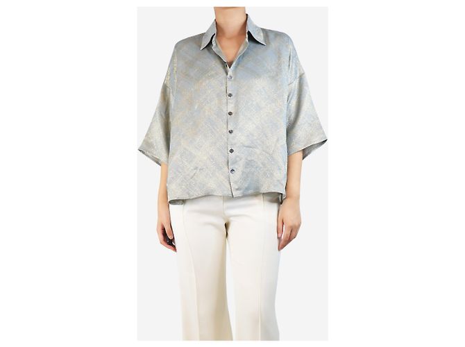 Autre Marque Camisa lurex con efecto de salpicaduras de pintura azul y dorada - tamaño UK 10 - vista 2