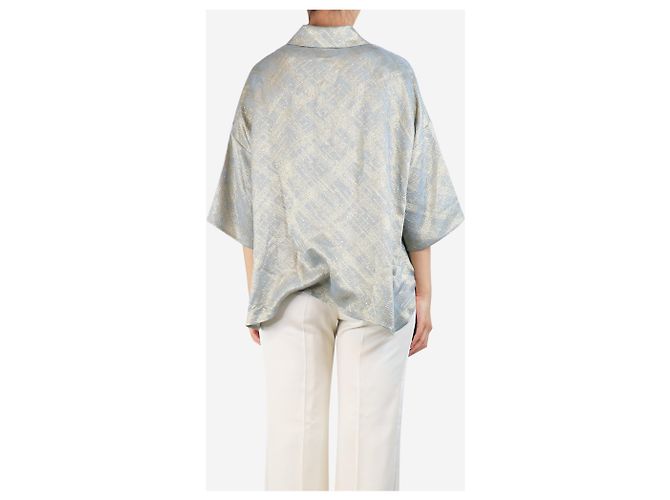 Autre Marque Camisa lurex con efecto de salpicaduras de pintura azul y dorada - tamaño UK 10 - vista 3
