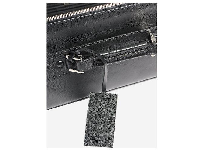 Prada Valigia trolley in pelle Saffiano nera Nero - vista 10