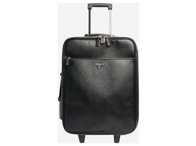 Prada Valigia trolley in pelle Saffiano nera Nero - vista 2