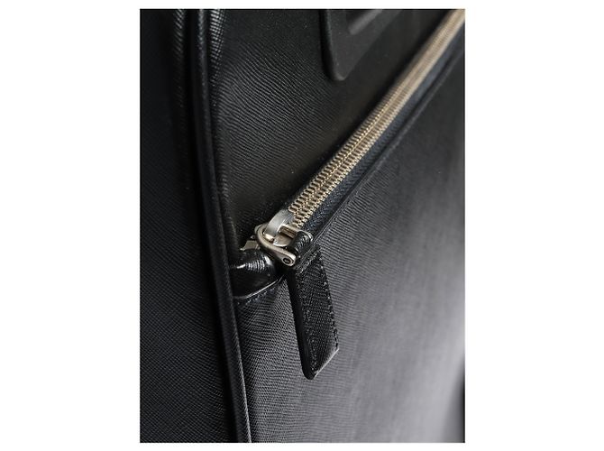 Prada Valigia trolley in pelle Saffiano nera Nero - vista 6