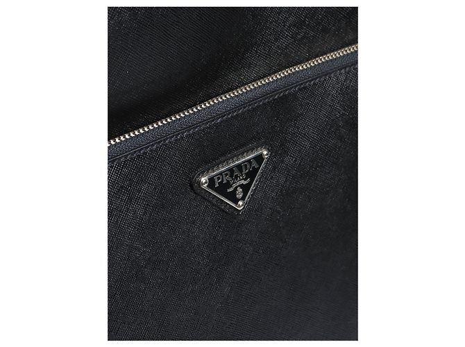Prada Valigia trolley in pelle Saffiano nera Nero - vista 7