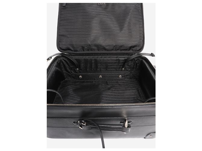 Prada Valigia trolley in pelle Saffiano nera Nero - vista 9