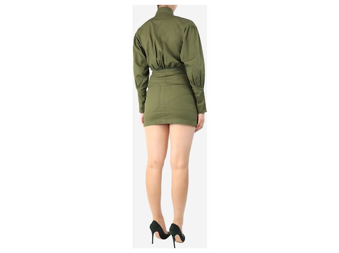 Autre Marque Vestido mini de algodón verde oliva con cremallera - talla S - vista 2