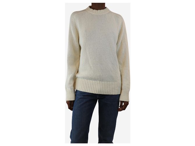 Autre Marque Pull en tricot éponge blanc - taille XS - vue 3