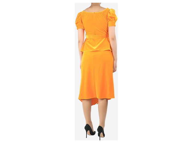 Self portrait Conjunto de top y falda de terciopelo naranja - talla UK 10 - vista 2