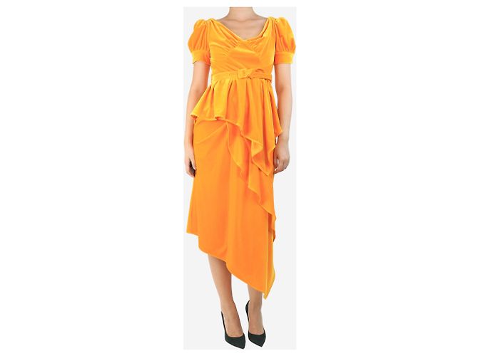 Self portrait Conjunto de top y falda de terciopelo naranja - talla UK 10 - vista 3