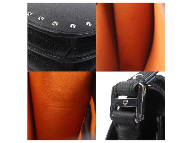 Borsa a spalla in pelle nera MCM Nero - vista 3