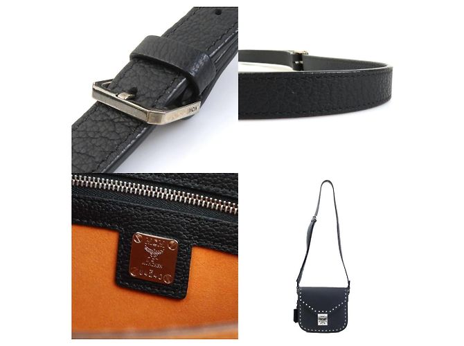 Borsa a spalla in pelle nera MCM Nero - vista 5