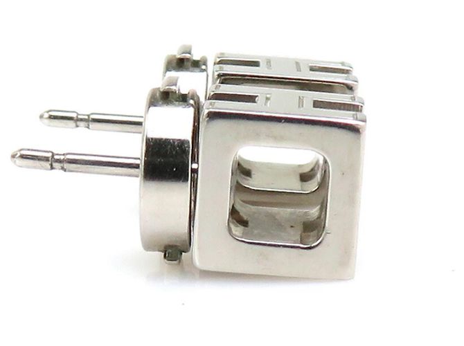 Hermès HERMES Ohrringe Cage de H Metall Emaille Silber Magenta - Ansicht 2