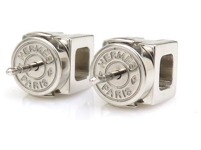 Hermès HERMES Ohrringe Cage de H Metall Emaille Silber Magenta - Ansicht 3