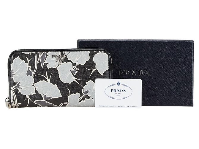 Prada Saffiano Reißverschluss-Langgeldbörse Braun Schwarz - Ansicht 13