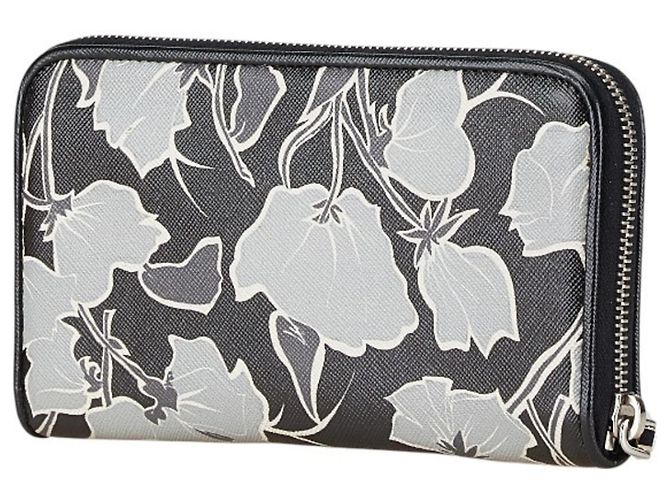 Prada Saffiano Reißverschluss-Langgeldbörse Braun Schwarz - Ansicht 2