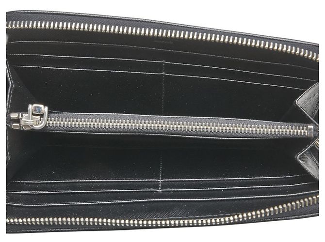 Prada Saffiano Reißverschluss-Langgeldbörse Braun Schwarz - Ansicht 8