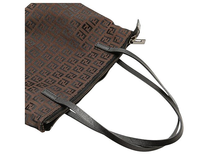 Fendi Braune Zucchino Canvas Tote Dunkelbraun - Ansicht 10