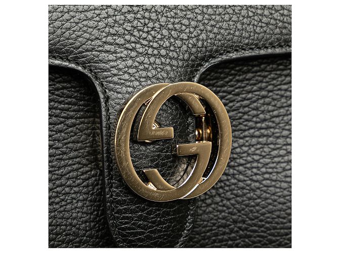 Gucci Borsa a tracolla Piccola in Vitello Nero Dollar con G Intrecciata - vista 7