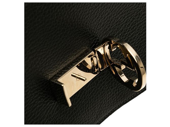 Gucci Borsa a tracolla Piccola in Vitello Nero Dollar con G Intrecciata - vista 8