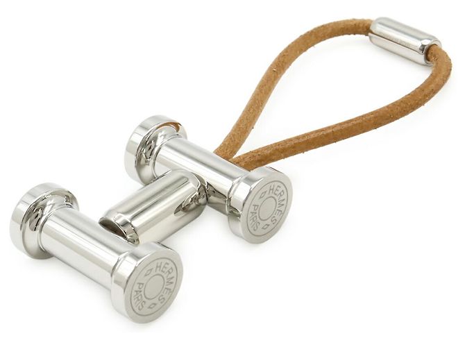 Ring Chaveiro/Charm de bolsa H Mobile da Hermès Prata Bege - vista 3