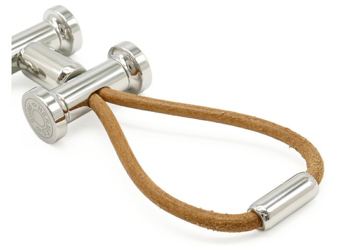 Ring Chaveiro/Charm de bolsa H Mobile da Hermès Prata Bege - vista 4