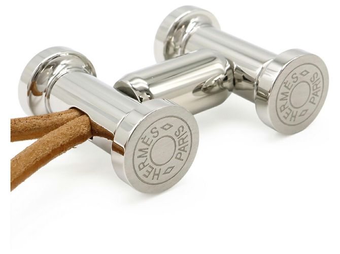 Ring Chaveiro/Charm de bolsa H Mobile da Hermès Prata Bege - vista 5
