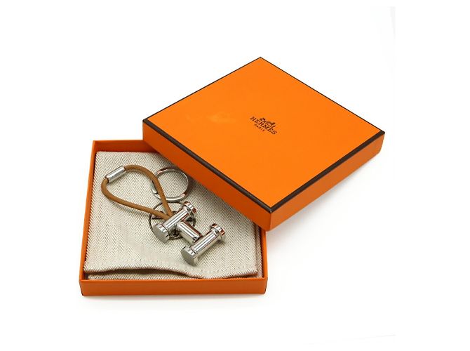 Ring Chaveiro/Charm de bolsa H Mobile da Hermès Prata Bege - vista 7