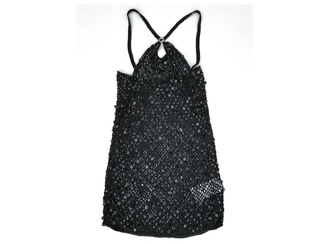 Coperni Pailletten Häkel Minikleid schwarz - Ansicht 8