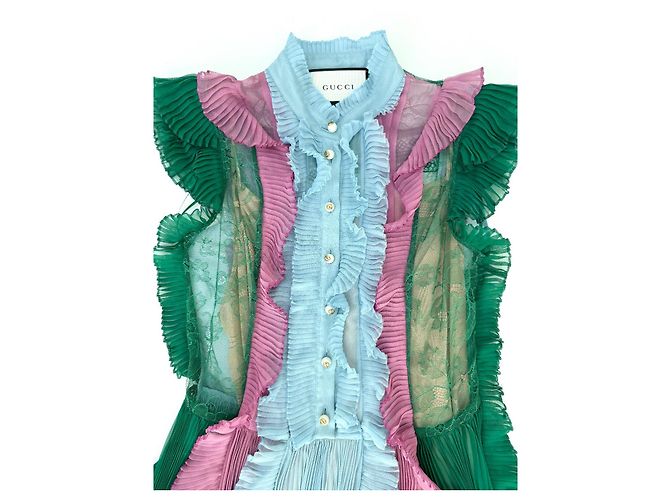 Abito Gucci in chiffon di seta color block Multicolore - vista 10