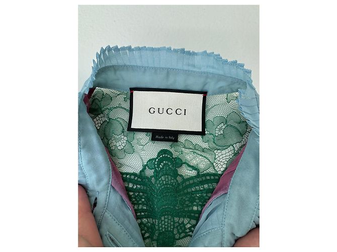 Abito Gucci in chiffon di seta color block Multicolore - vista 11
