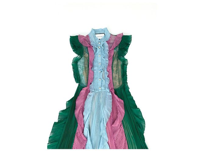 Abito Gucci in chiffon di seta color block Multicolore - vista 12