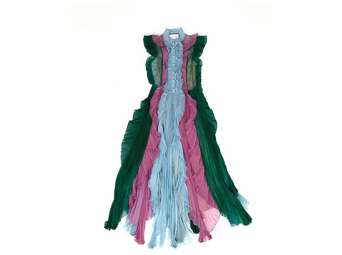 Abito Gucci in chiffon di seta color block Multicolore - vista 2