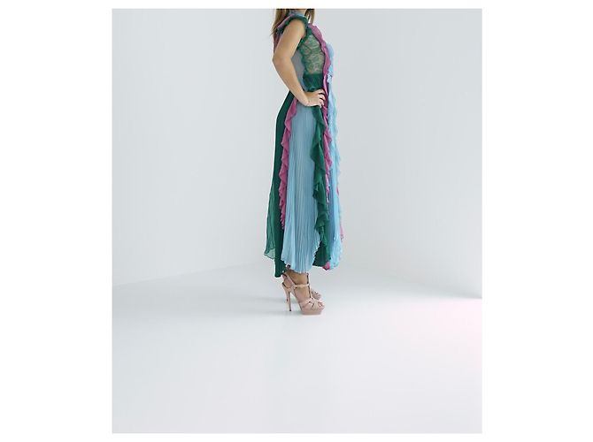 Abito Gucci in chiffon di seta color block Multicolore - vista 4