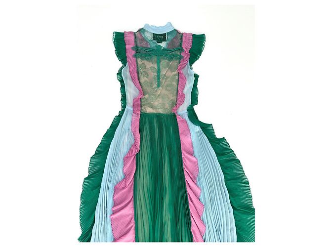 Abito Gucci in chiffon di seta color block Multicolore - vista 5