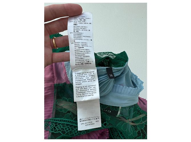 Abito Gucci in chiffon di seta color block Multicolore - vista 7