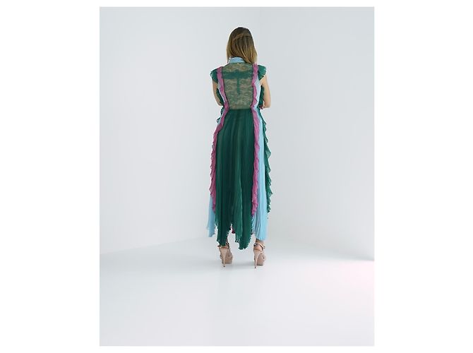 Abito Gucci in chiffon di seta color block Multicolore - vista 9